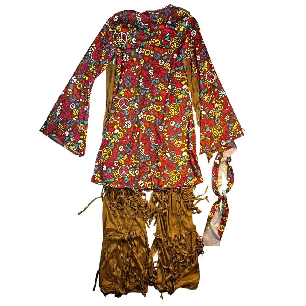Spirit Women's Peace & Love Hippie Halloween Costume  S / M (2-8)  Party 70s - Picture 10 of 10